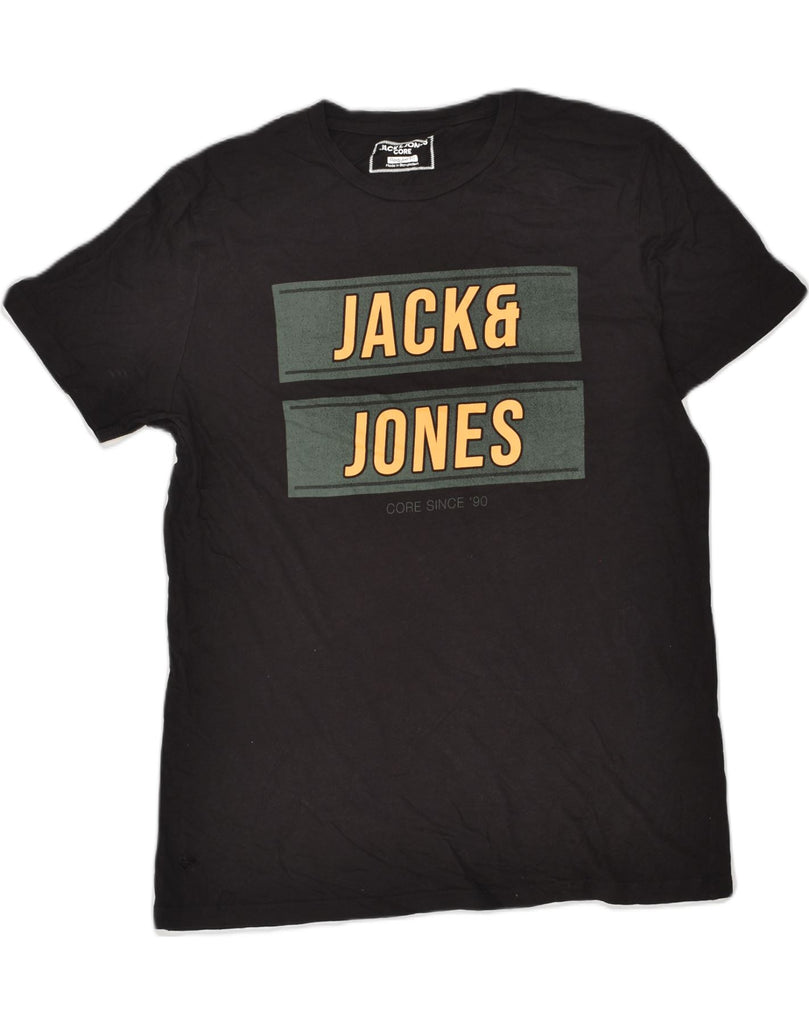 JACK & JONES Mens Core Regular Fit Graphic T-Shirt Top Large Black Cotton | Vintage Jack & Jones | Thrift | Second-Hand Jack & Jones | Used Clothing | Messina Hembry 