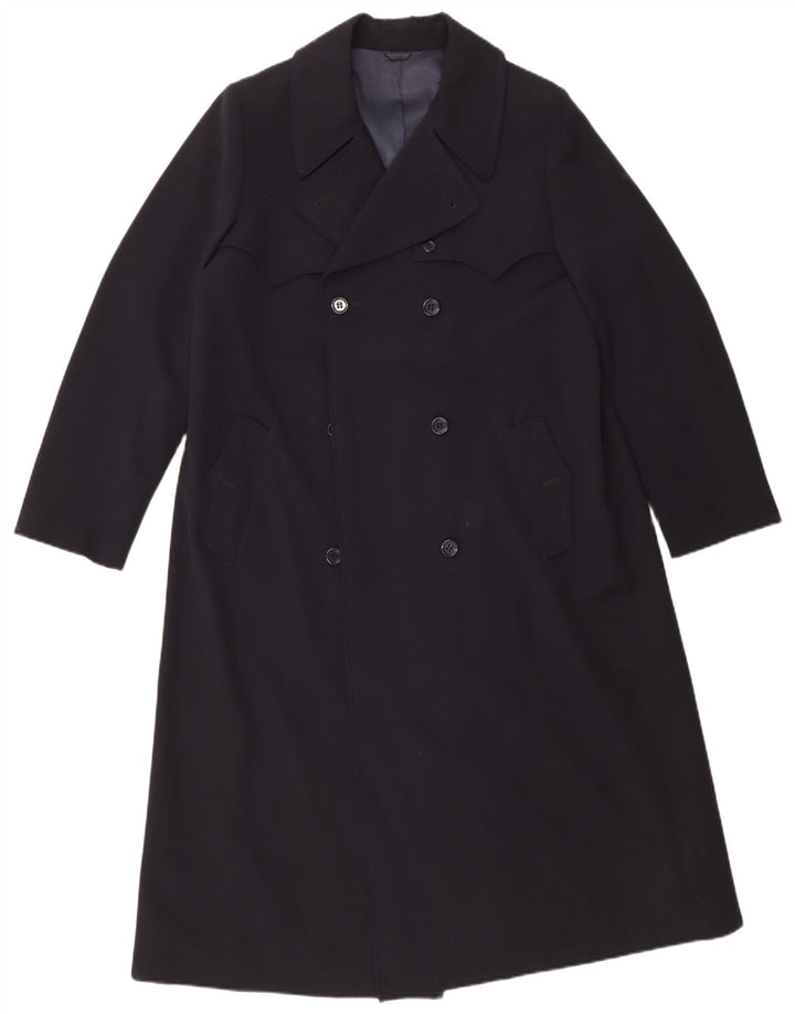 Vintage Womens Double Breasted Trench Coat UK 14 Medium Navy Blue