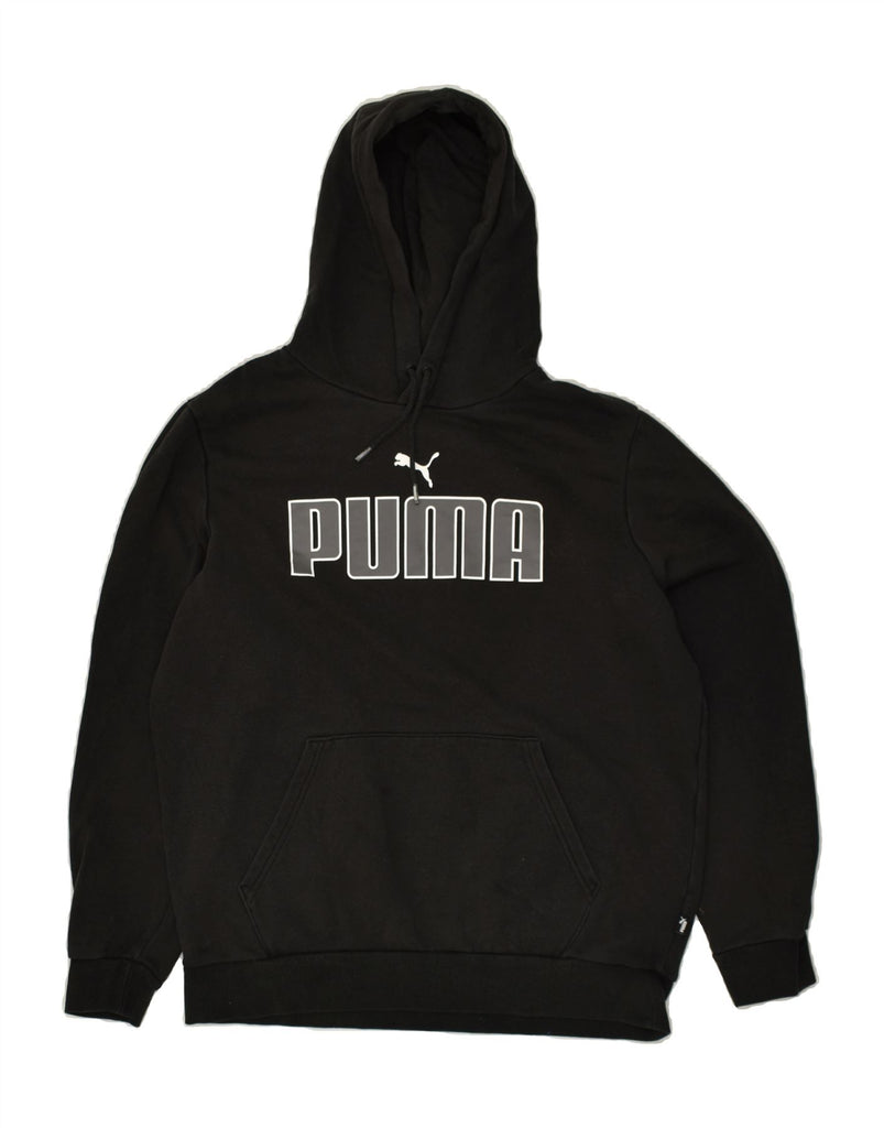 PUMA Mens Graphic Hoodie Jumper Medium Black Cotton | Vintage Puma | Thrift | Second-Hand Puma | Used Clothing | Messina Hembry 