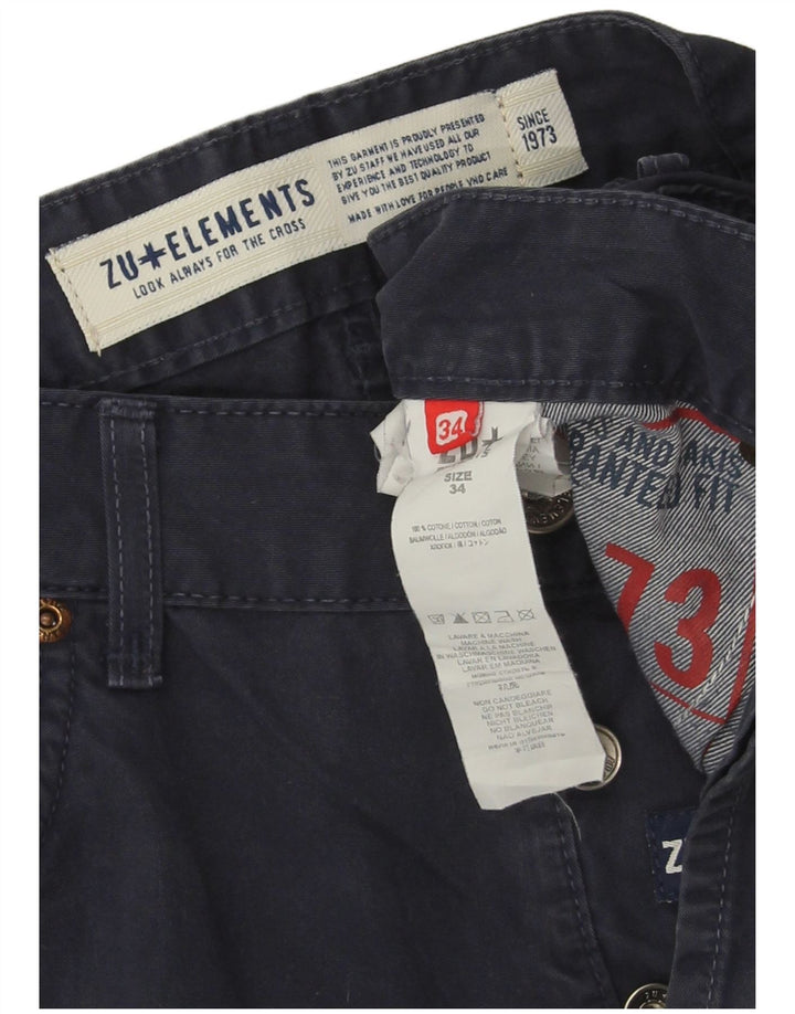 Zu Elements Womens Straight Casual Trousers W34 L28 Navy Blue Cotton