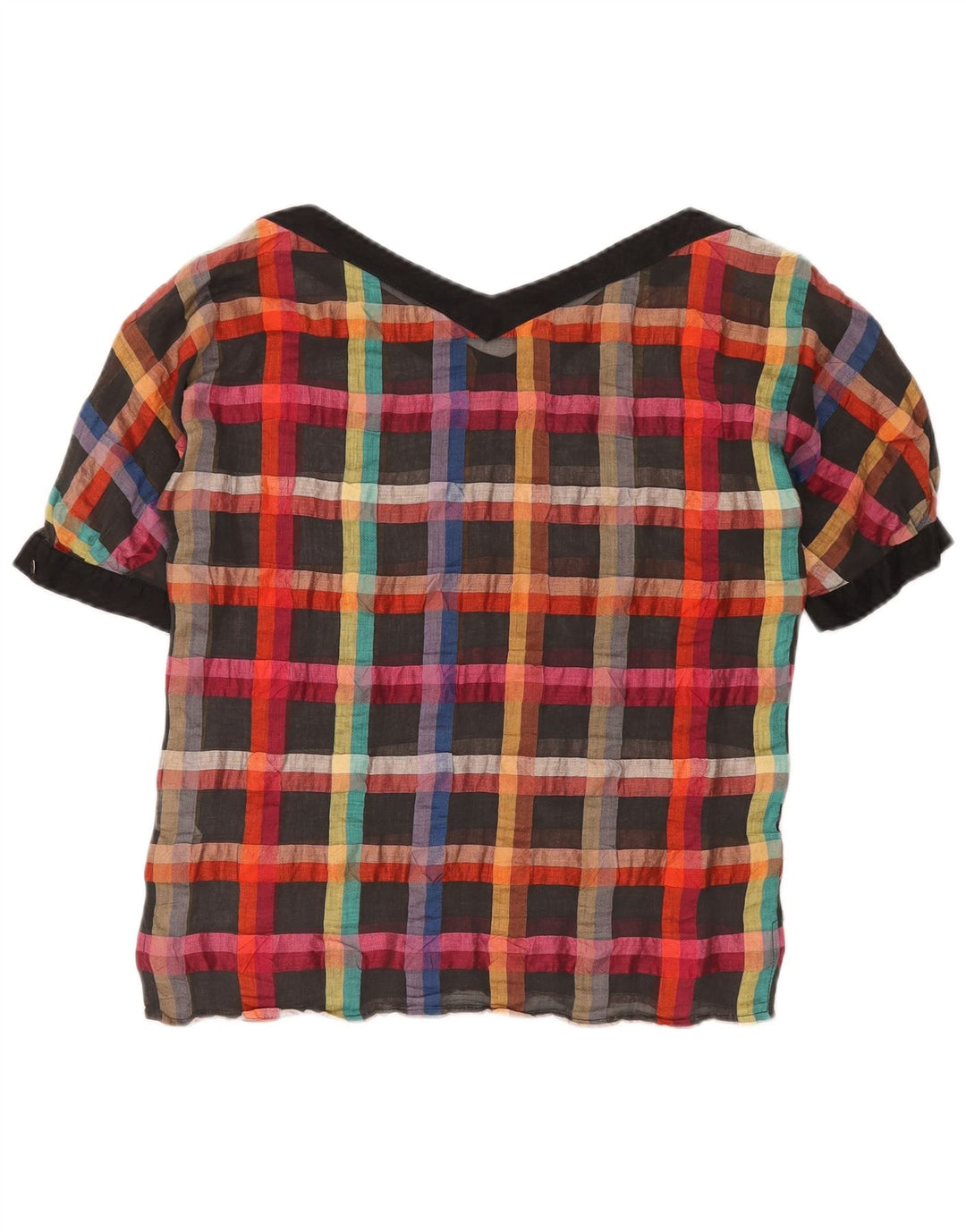 I BLUES Womens Blouse Top IT 40 Small Multicoloured Check Linen