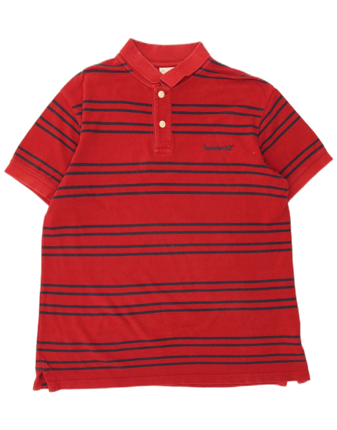 TIMBERLAND Mens Polo Shirt Large Red Striped Cotton