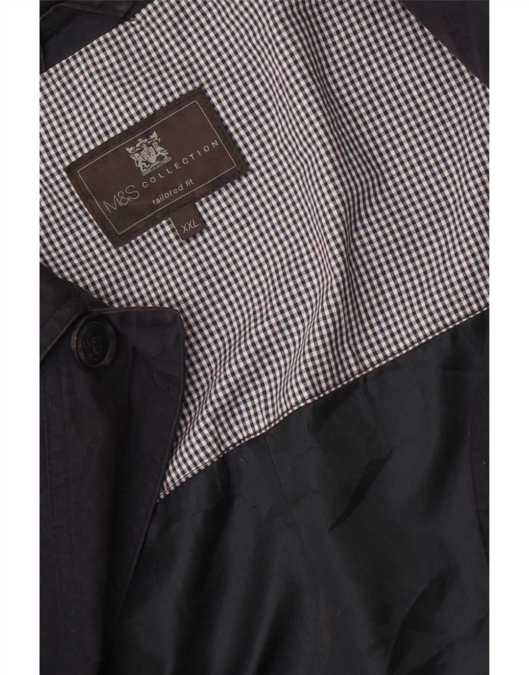 Marks & Spencer Mens Tailored Fit Overcoat UK 44 2XL Navy Blue