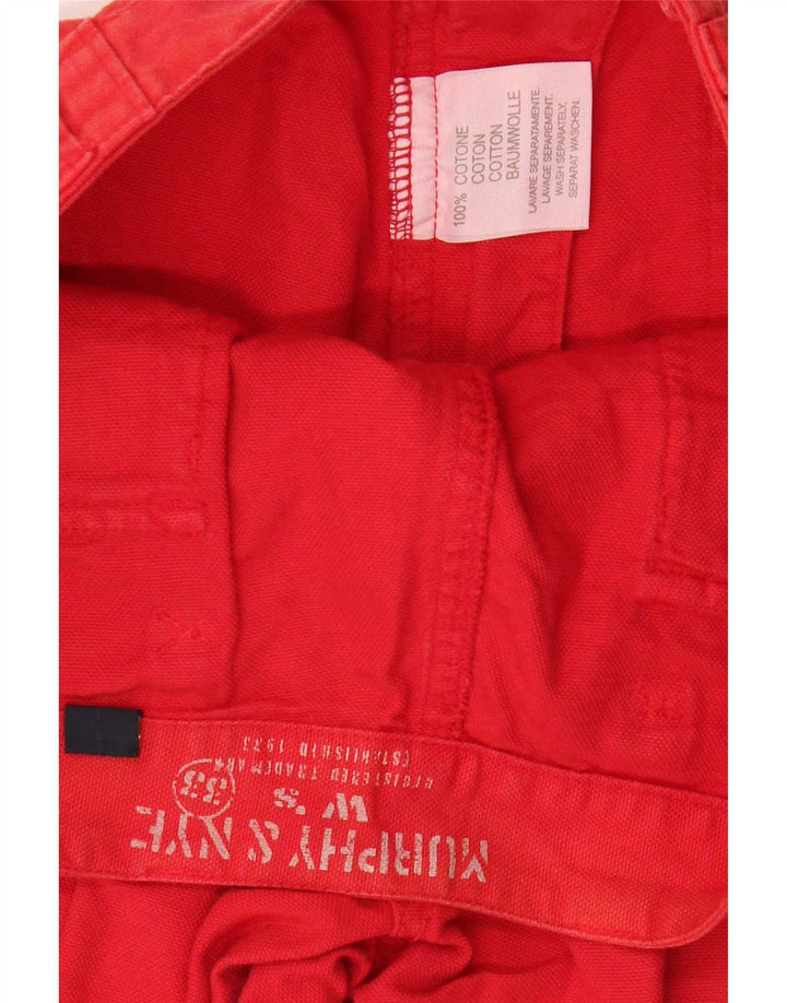 Murphy & Nye Womens Capri Cargo Trousers W33 L22 Red Cotton