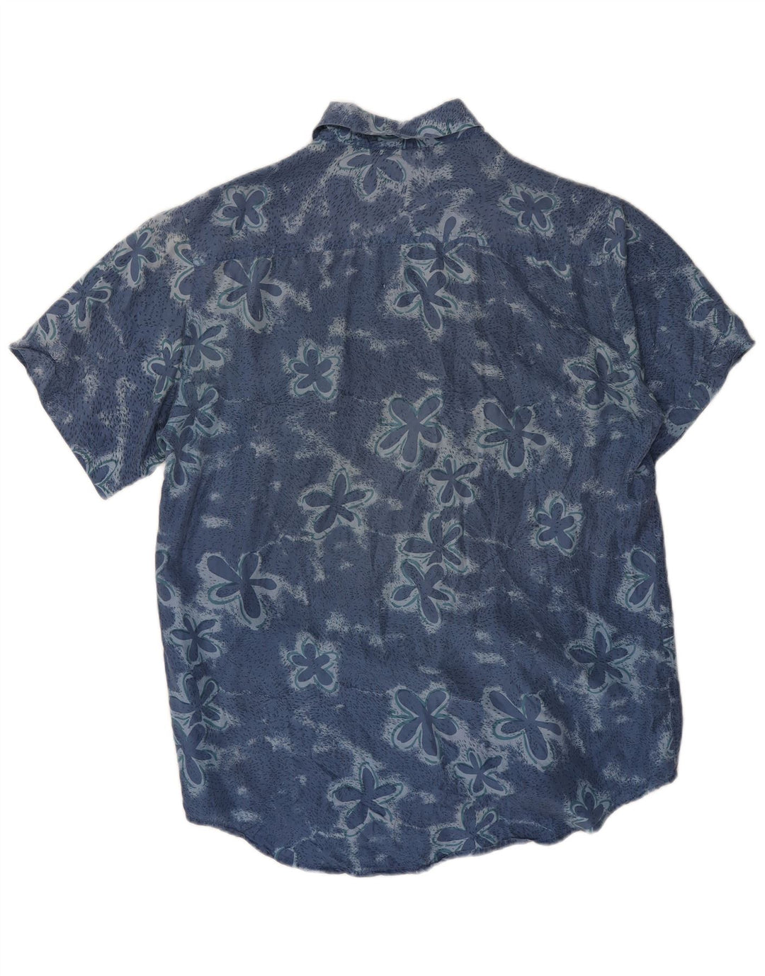 James Dillon Mens Short Sleeve Shirt Small Blue Floral Silk