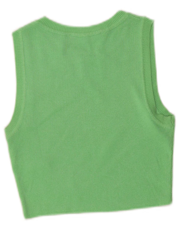 Zara Womens Crop Vest Top UK 8 Small Green Viscose