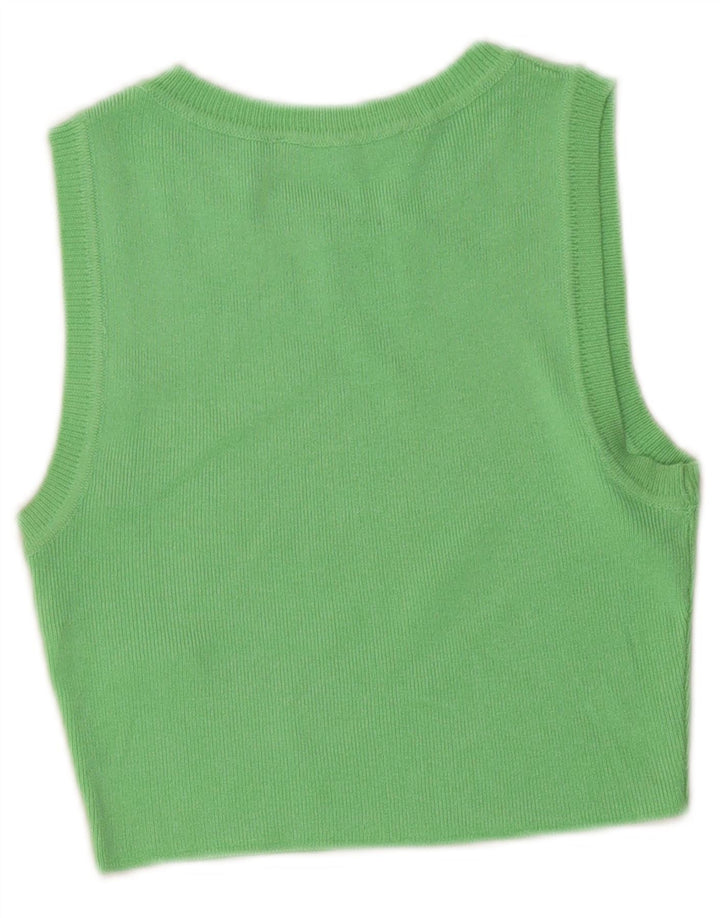 Zara Womens Crop Vest Top UK 8 Small Green Viscose