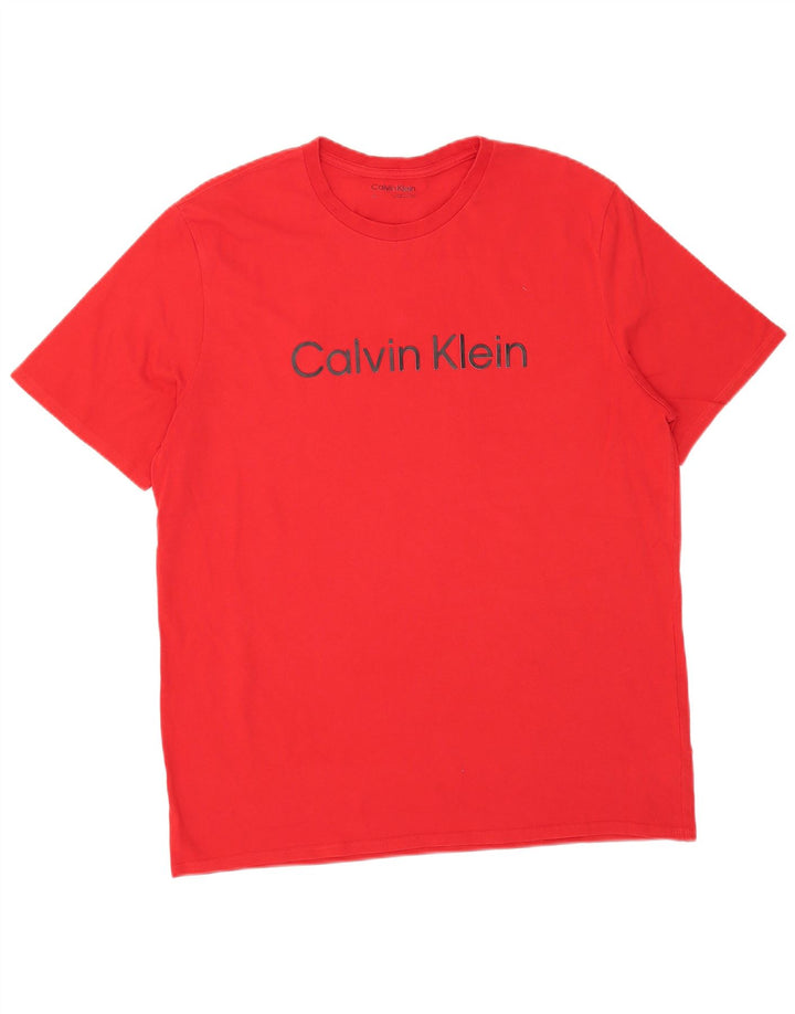 CALVIN KLEIN Mens Graphic T-Shirt Top Large Red Cotton
