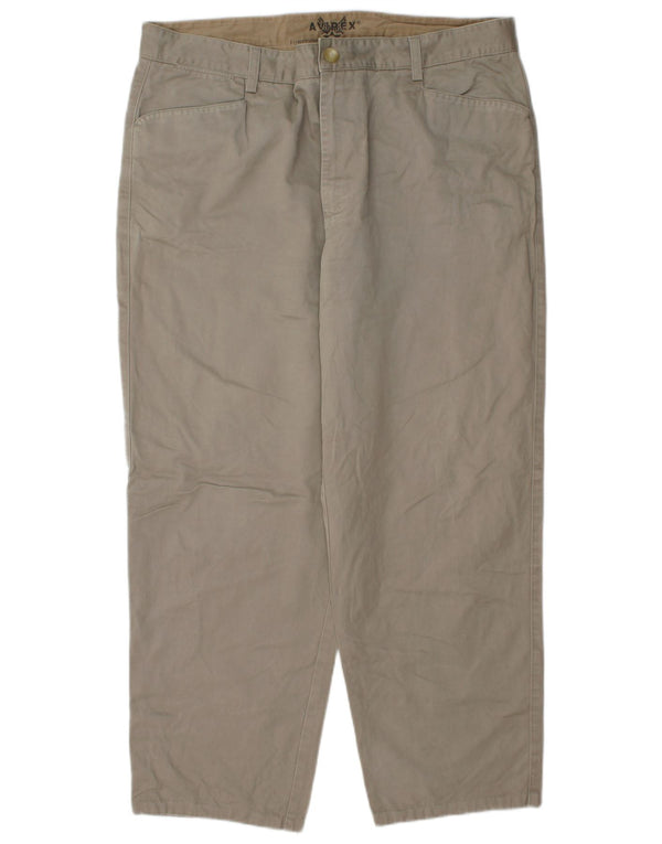 Avirex Mens Loose Fit Casual Trousers W40 L29 Beige Cotton
