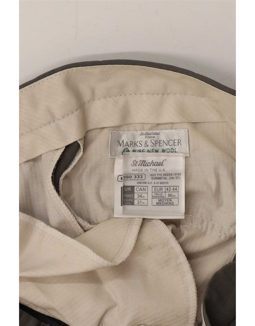 Marks & Spencer Mens St. Michael Pegged Suit Trousers W34 L31 Grey Wool