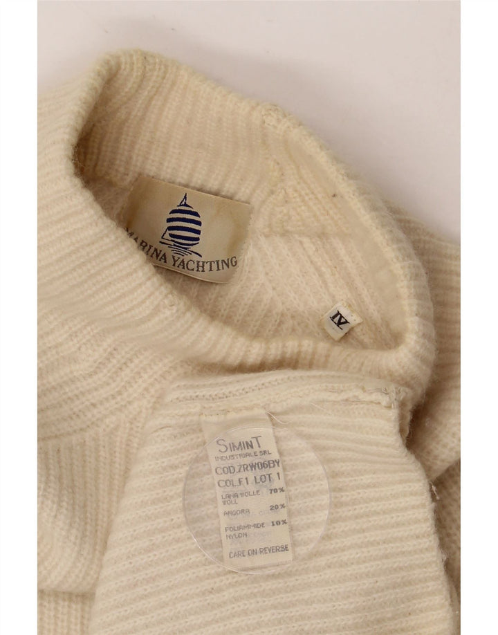 MARINA YACHTING Mens Turtle Neck Jumper Sweater Large Beige Wool