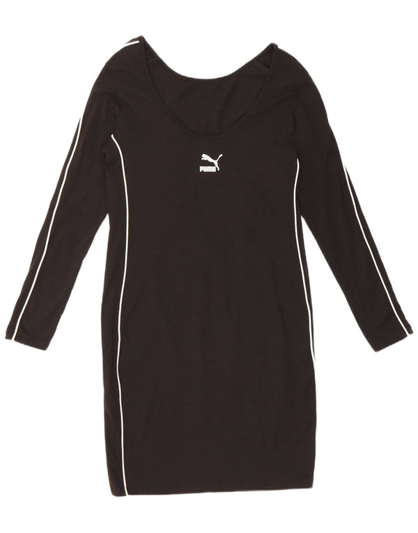 Puma Womens Graphic Long Sleeve T-Shirt Dress UK 10 Small Black Cotton