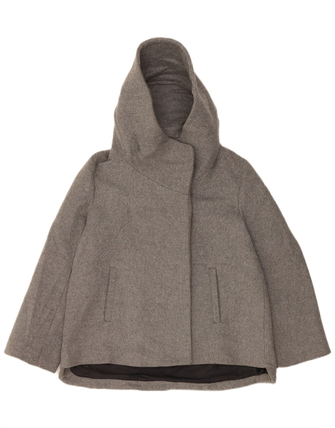 Zara Womens Hooded Windbreaker Jacket UK 14 Large Grey Acrylic