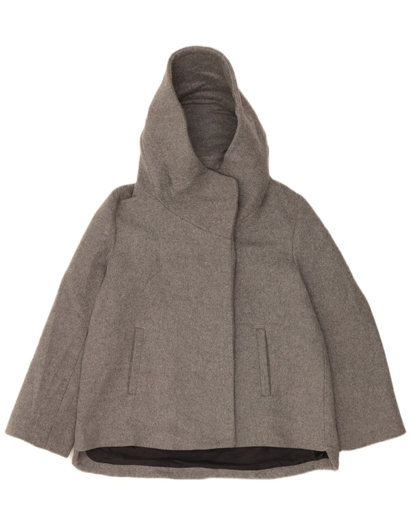 Zara Womens Hooded Windbreaker Jacket UK 14 Large Grey Acrylic