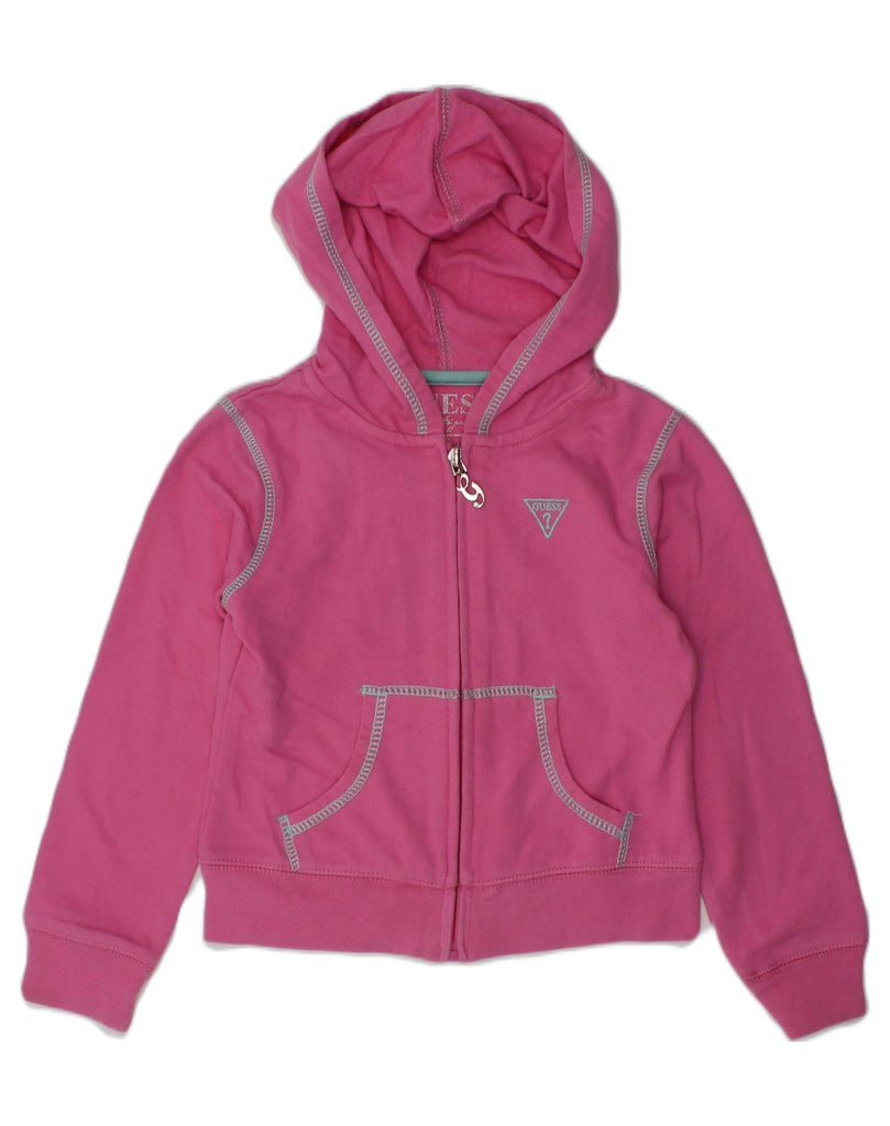 GUESS Girls Graphic Zip Hoodie Sweater 4-5 Years Pink Cotton | Vintage Guess | Thrift | Second-Hand Guess | Used Clothing | Messina Hembry 