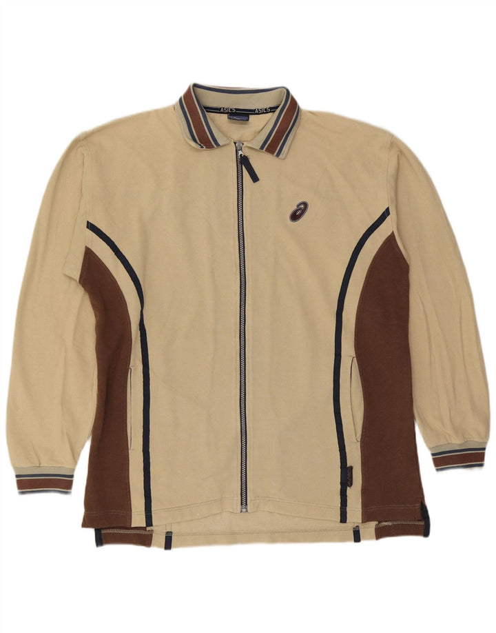 Asics Mens Tracksuit Top Jacket XL Beige Colourblock