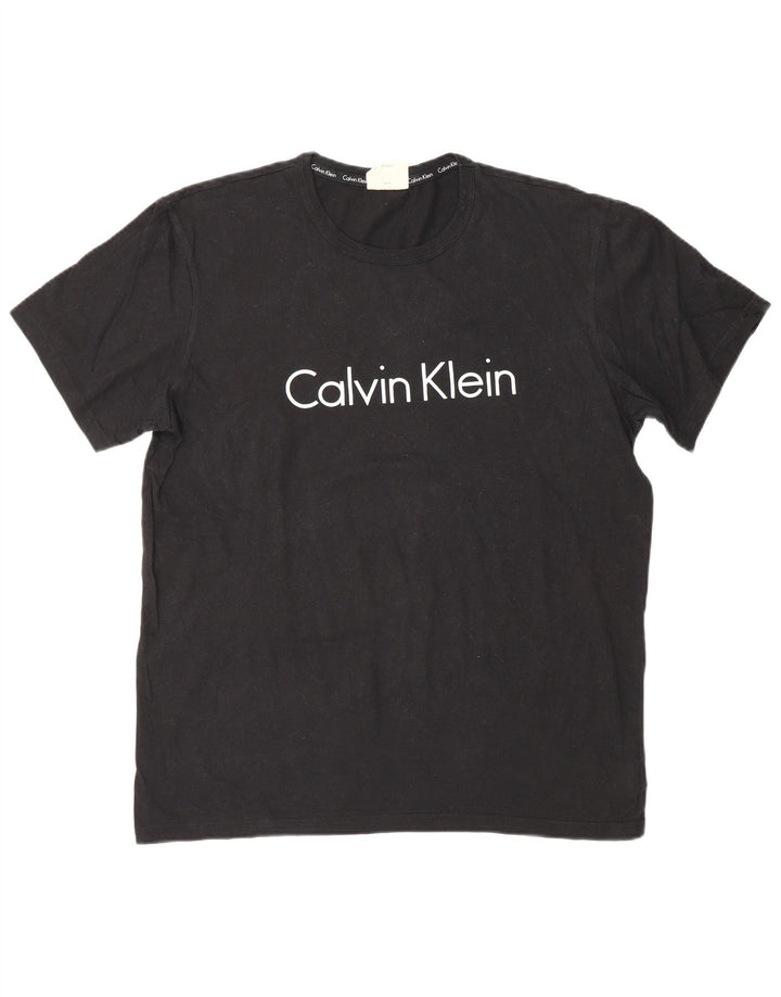 CALVIN KLEIN Mens Graphic T-Shirt Top Medium Black Cotton