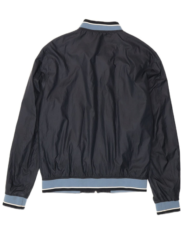 Zara Mens Bomber Jacket UK 40 Large Navy Blue Colourblock Polyester