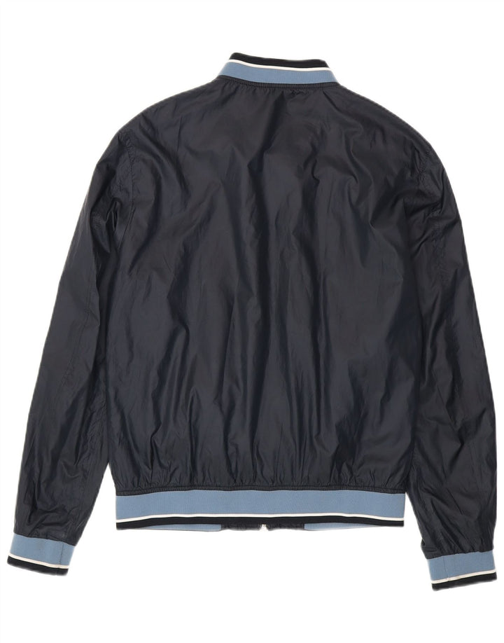 Zara Mens Bomber Jacket UK 40 Large Navy Blue Colourblock Polyester