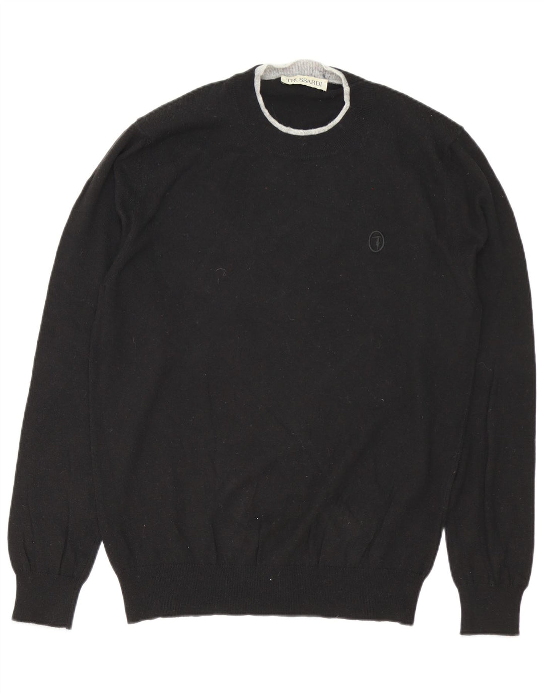 Trussardi Mens Crew Neck Jumper Sweater XL Black Polyamide
