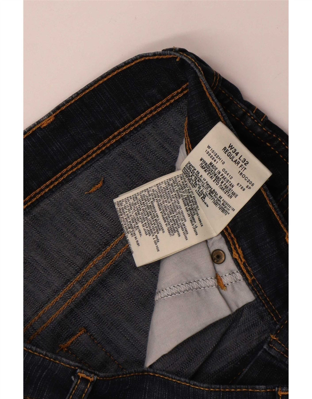 Wrangler Mens Regular Fit Straight Jeans W34 L32 Navy Blue Cotton