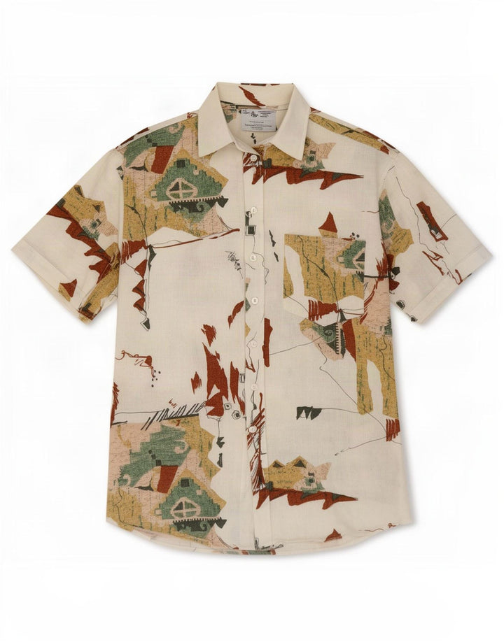 Angelo Litrico Mens Abstract Pattern Shirt Size 41/42 Large Off White