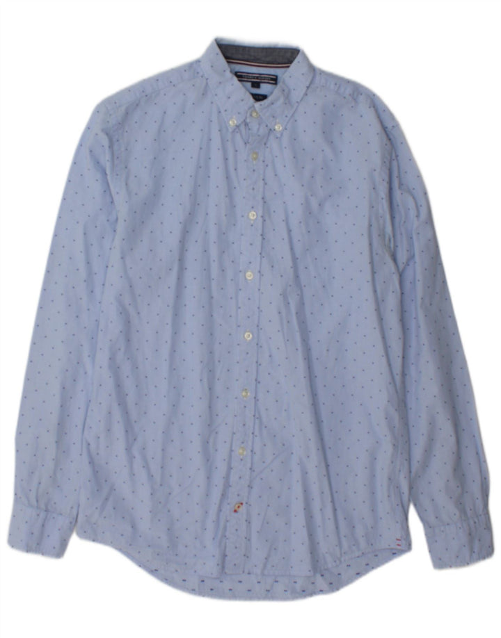 Tommy Hilfiger Mens New York Fit Shirt Small Blue Geometric