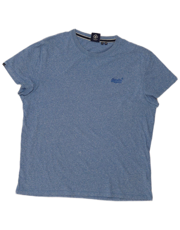 Superdry Mens T-Shirt Top 2XL Blue Flecked Cotton