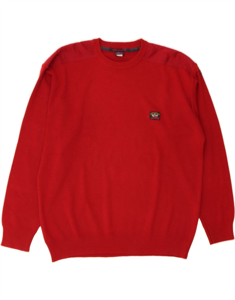PAUL & SHARK Mens Crew Neck Jumper Sweater Large Red Wool Vintage Paul & Shark and Second-Hand Paul & Shark from Messina Hembry 