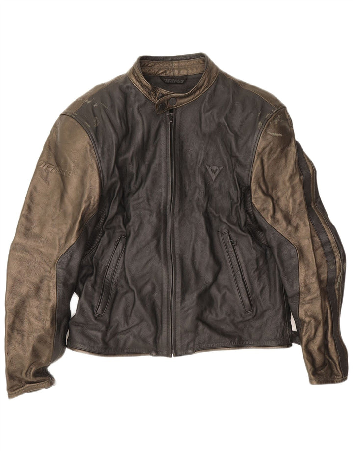 Dainese Mens Leather Racer Jacket EU 54 Large Black Colourblock Leather