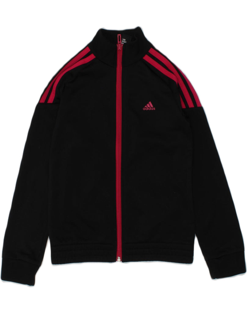 ADIDAS Girls Tracksuit Top Jacket 7-8 Years Black Polyester | Vintage Adidas | Thrift | Second-Hand Adidas | Used Clothing | Messina Hembry 