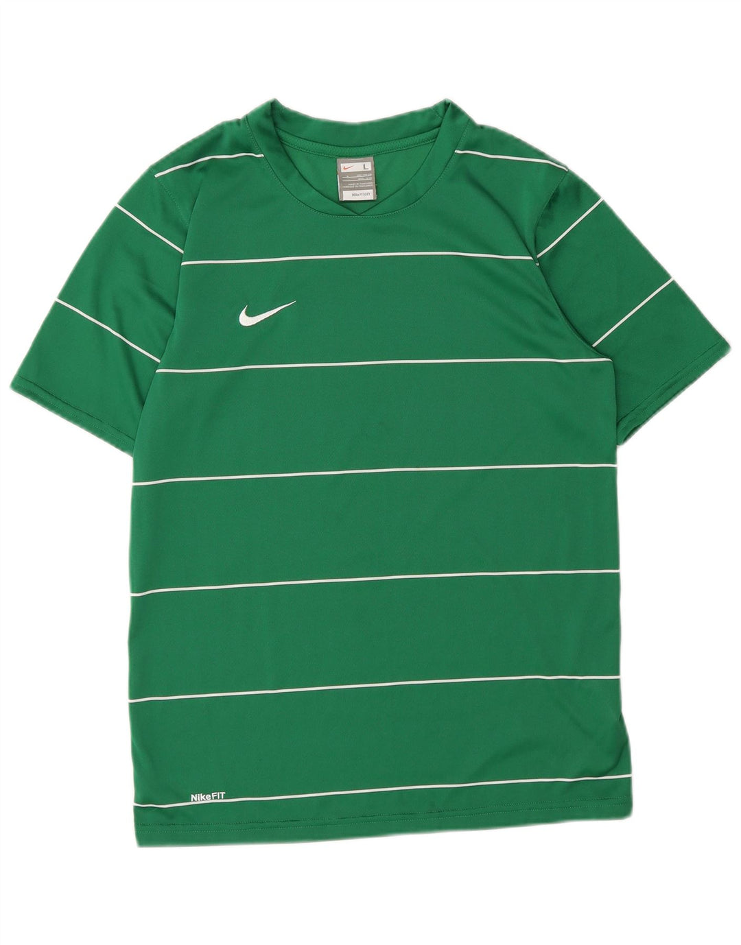 Nike Boys Graphic T-Shirt Top 12-13 Years Large Green Striped Polyester