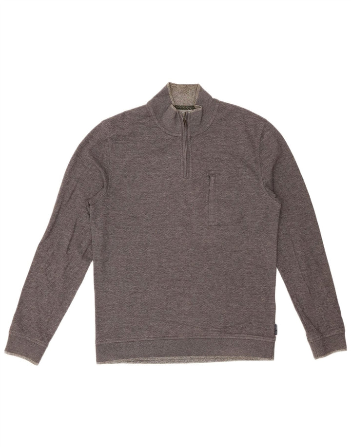 TED BAKER Mens Zip Neck Sweatshirt Jumper Size 3 Medium Grey Cotton
