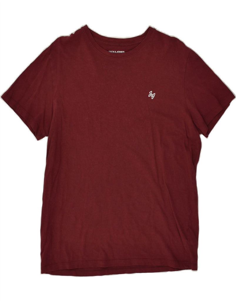 JACK & JONES Mens T-Shirt Top Large Burgundy Cotton | Vintage Jack & Jones | Thrift | Second-Hand Jack & Jones | Used Clothing | Messina Hembry 