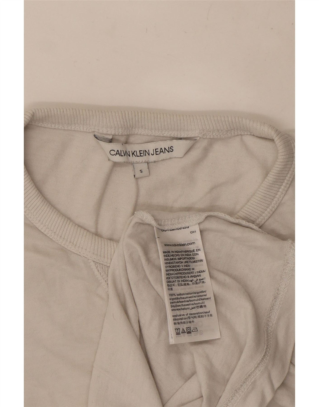 Calvin Klein Jeans Mens T-Shirt Top Small White Cotton