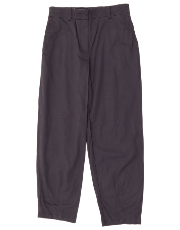 Zara Womens Tapered Chino Trousers Small W26 L26 Navy Blue Cotton
