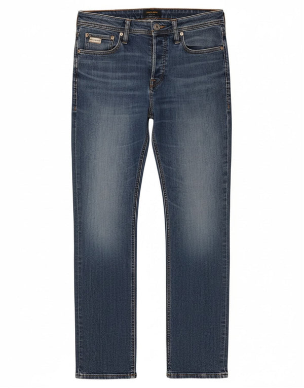 Jack & Jones Mens Straight Jeans W30 L32 Blue Cotton