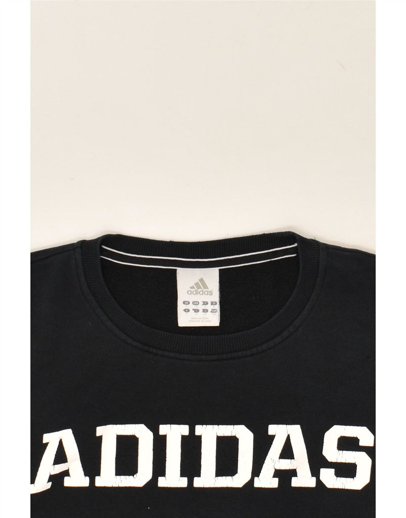 ADIDAS Womens Graphic Sweatshirt Jumper UK 8 Small Black Cotton | Vintage Adidas | Thrift | Second-Hand Adidas | Used Clothing | Messina Hembry 