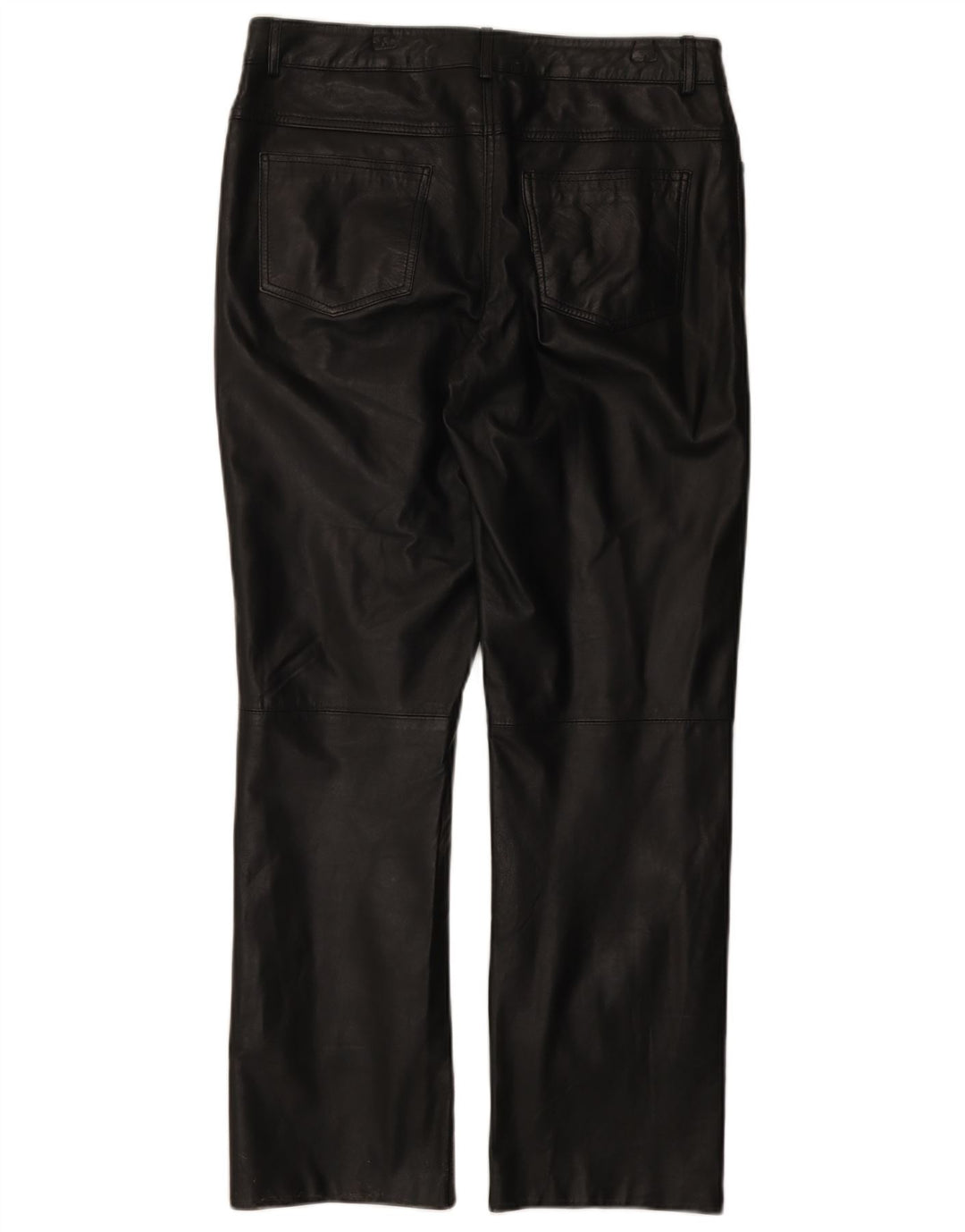 Ricano Womens Straight Leather Trousers W34 L30 Black Leather