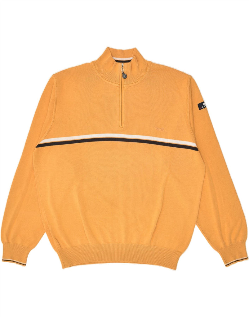 IL GRANCHIO Mens Zip Neck Jumper Sweater Large Yellow Cotton | Vintage Il Granchio | Thrift | Second-Hand Il Granchio | Used Clothing | Messina Hembry 