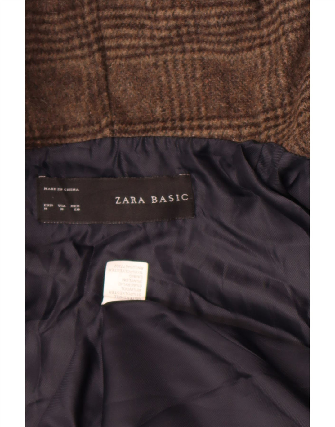 Zara Womens Hooded Open Bomber Jacket UK 14 Medium Brown Check Polyester