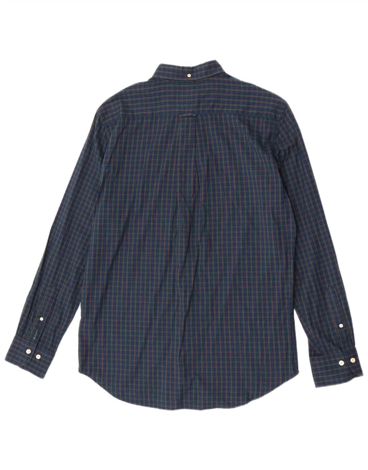 Gant Mens Regular Fit Shirt Size 39/40 15 3/4 Medium Navy Blue Gingham