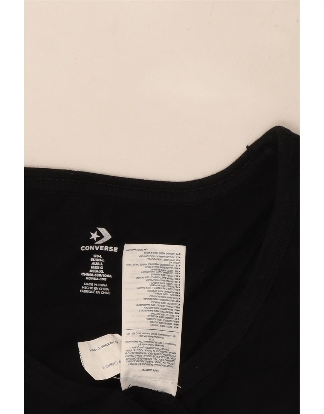 CONVERSE Mens Vest Top Large Black Cotton