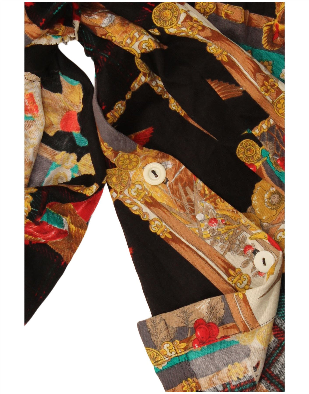 Vintage Womens Abstract Pattern Shirt Blouse UK 16 Large Black