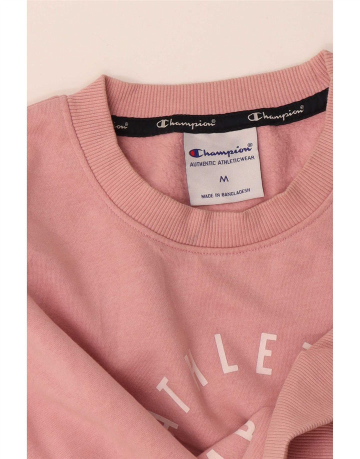 Champion Womens Graphic Sweatshirt Jumper UK 14 Medium Pink Cotton