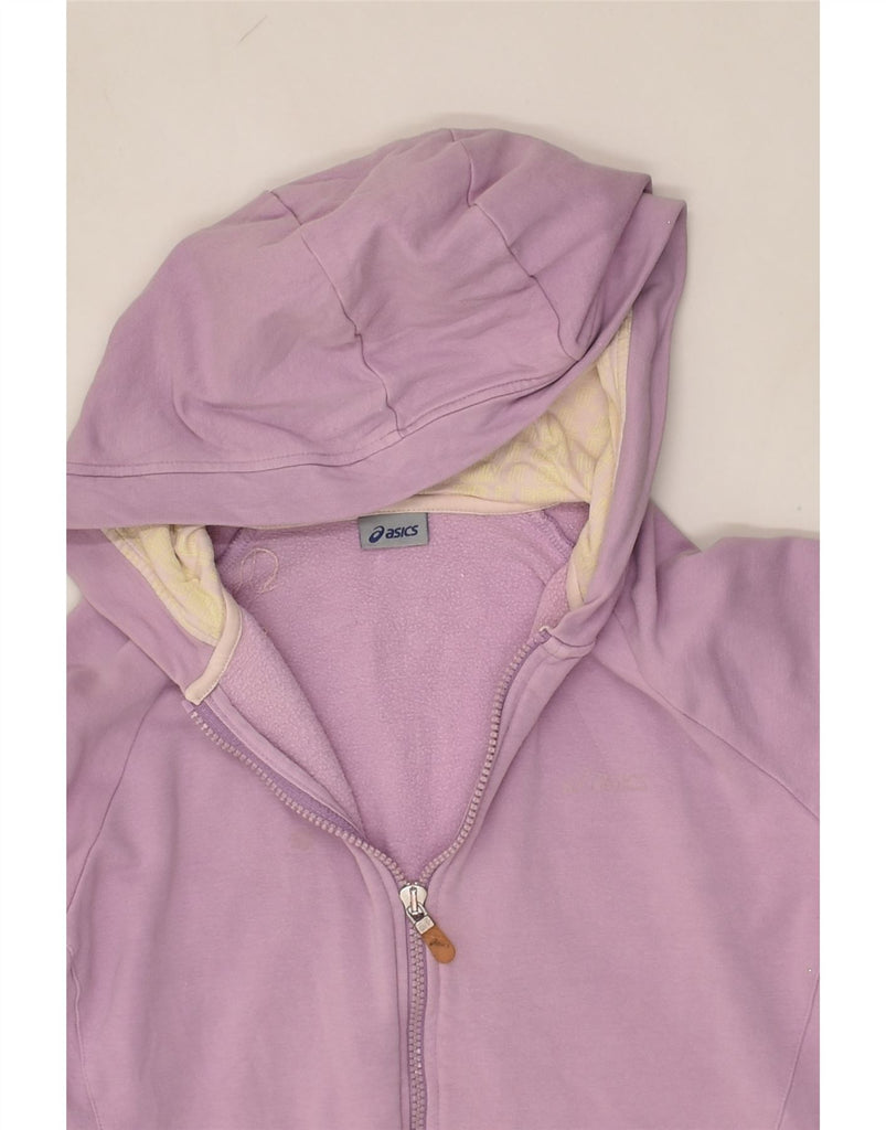 ASICS Womens Zip Hoodie Sweater UK 12 Medium Purple Cotton | Vintage Asics | Thrift | Second-Hand Asics | Used Clothing | Messina Hembry 