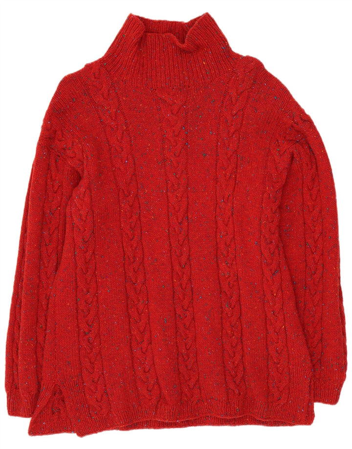 VINTAGE Mens Turtle Neck Jumper Sweater Medium Red Flecked