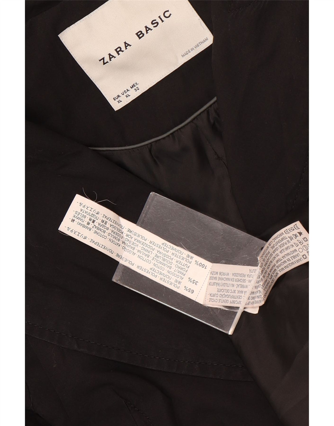 Zara Womens Trench Coat UK 18 XL Black Polyester