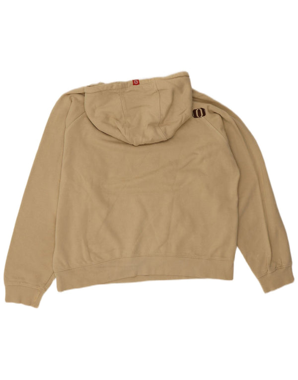 Animal Womens Graphic Oversized Hoodie Jumper UK 16 Large Beige Cotton