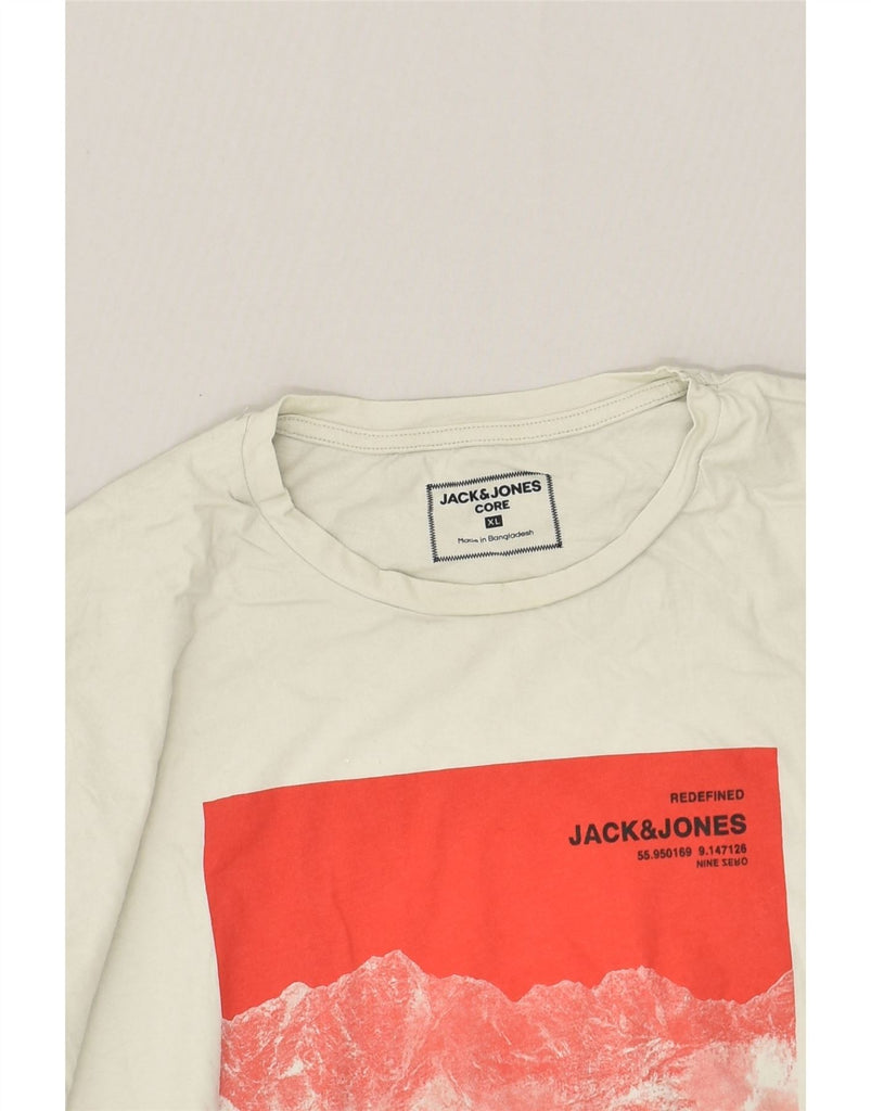 JACK & JONES Mens Graphic T-Shirt Top XL Off White Cotton | Vintage Jack & Jones | Thrift | Second-Hand Jack & Jones | Used Clothing | Messina Hembry 